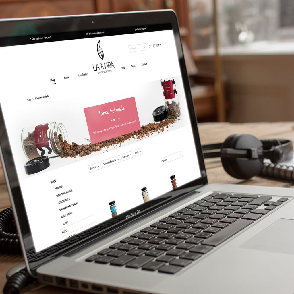 Die Produktseite des Onlineshops von La Mara
