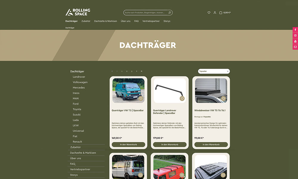 Eine Produktübersicht von Rolling Space.